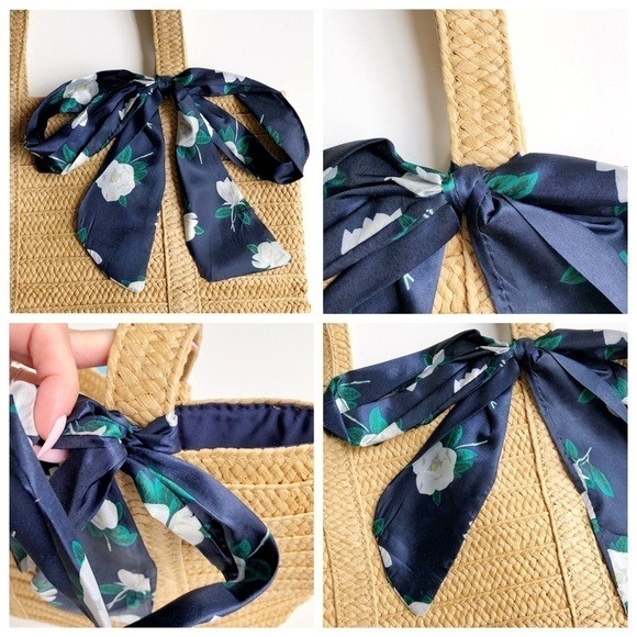 Draper James Straw Bag With Floral Scarf - Picture 8 of 11